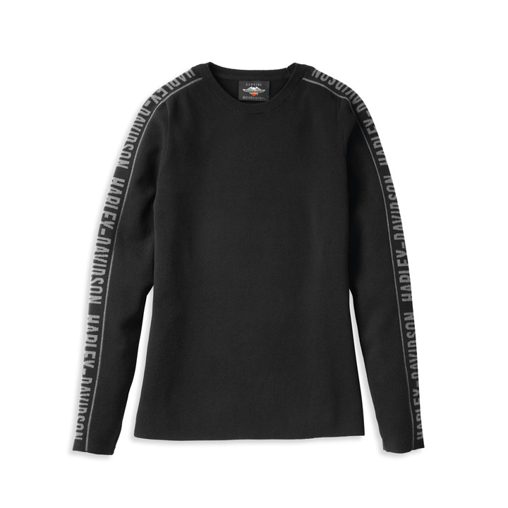 여성 자카드 로고 슬리브 스웨터 긴팔티셔츠 BLACKLACK