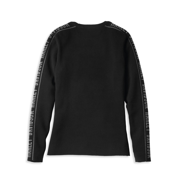 여성 자카드 로고 슬리브 스웨터 긴팔티셔츠 BLACKLACK