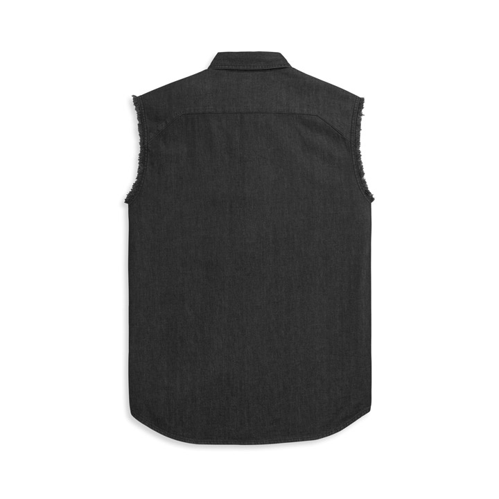남성 바앤실드 블랙 데님 민소매셔츠