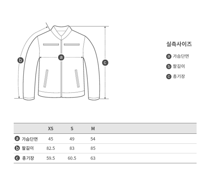 할리데이비슨 남성 사이즈 차트